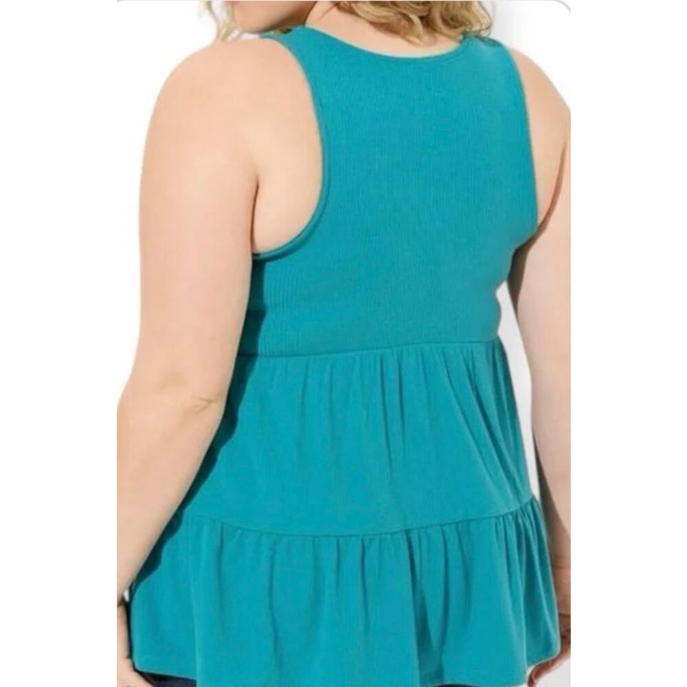 TORRID Super Soft Rib Knit Tank Top Women's Plus Size 2 Scoop Neck Teal Blue 2X - Picture 9 of 10